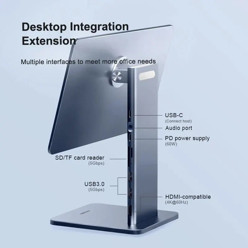 Hagibis Foldable Magnetic Stand for iPad Pro 12.9 3rd/4th/5th 11 Air iPad 10th Tablet Holder 10.9 Rotation Bracket USB C Hub