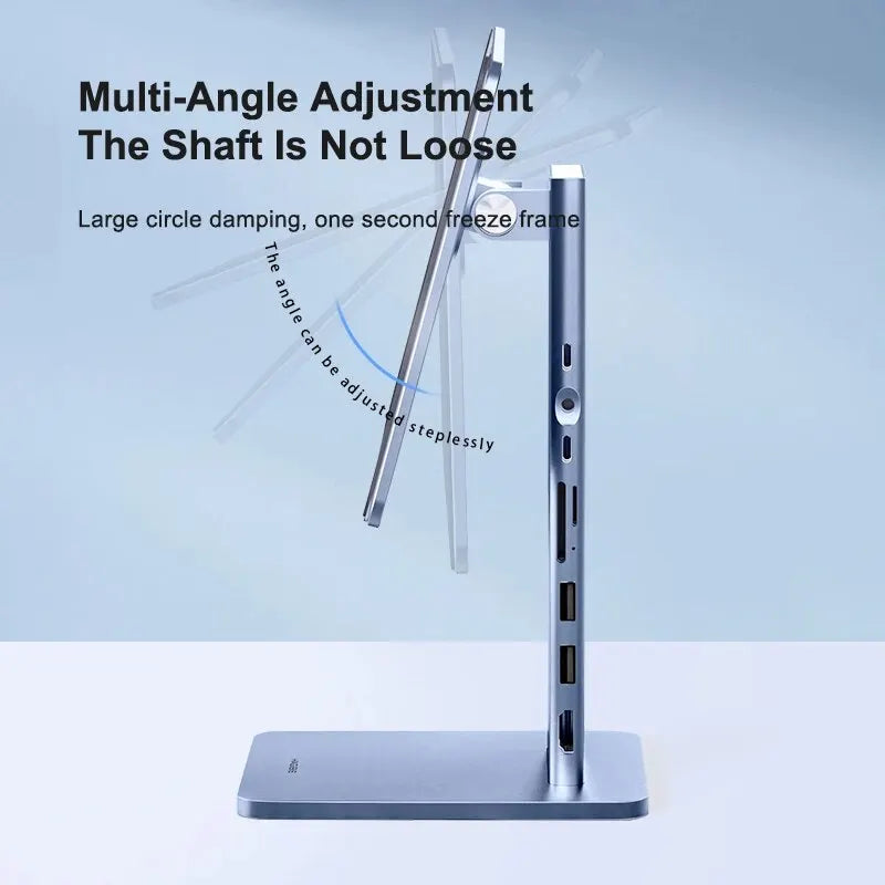 Hagibis Foldable Magnetic Stand for iPad Pro 12.9 3rd/4th/5th 11 Air iPad 10th Tablet Holder 10.9 Rotation Bracket USB C Hub